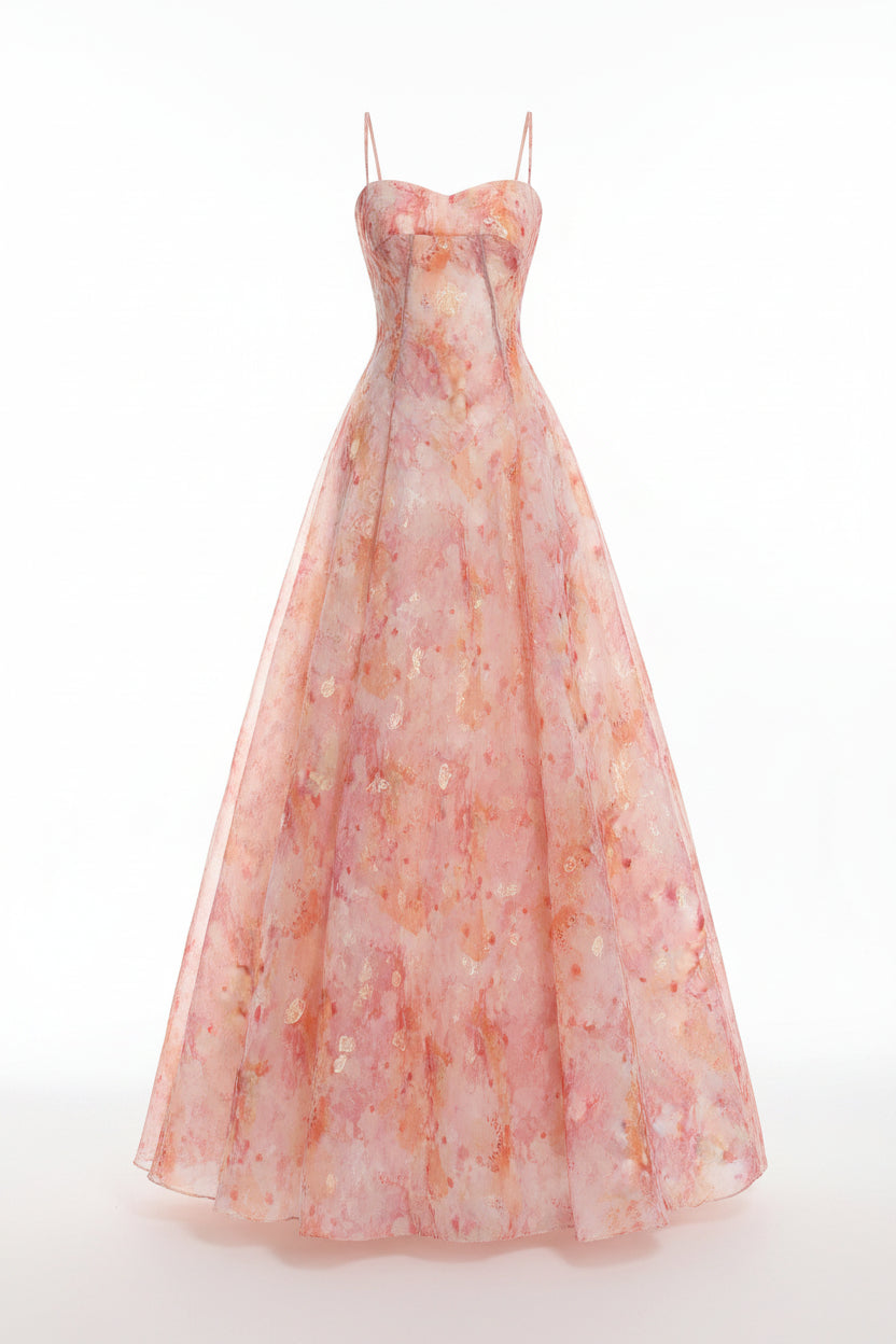 Jenny Jacquard Chiffon Strapless Maxi Dress Beach Vacation Atmosphere Dress