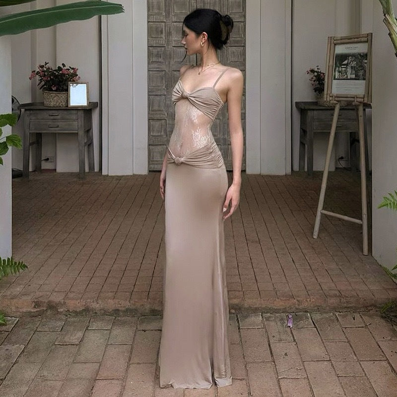 Striana Dress Lace Transparent Slimming Long Dress