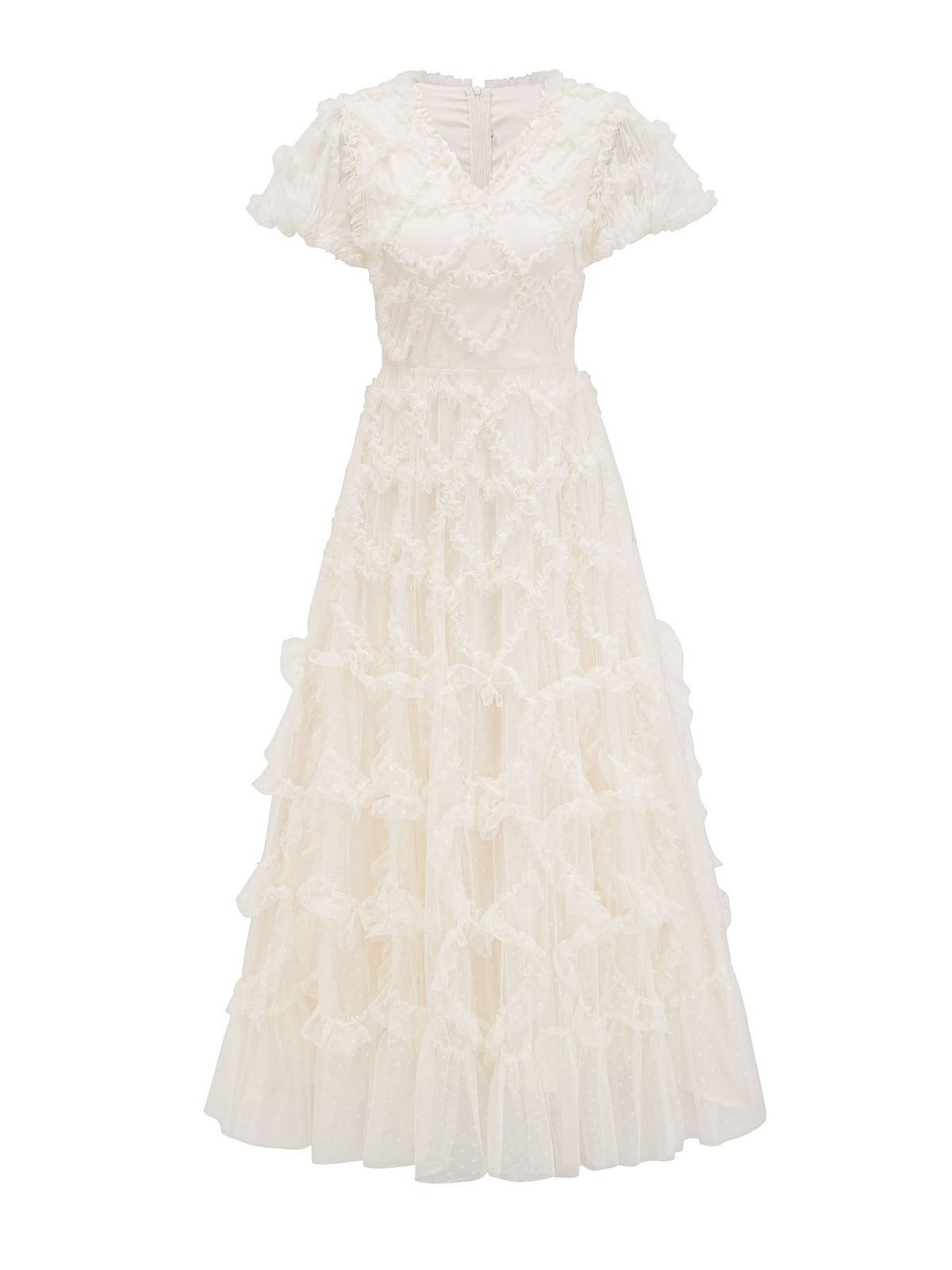 Cyrelle French Lace Slimming V-neck Dress