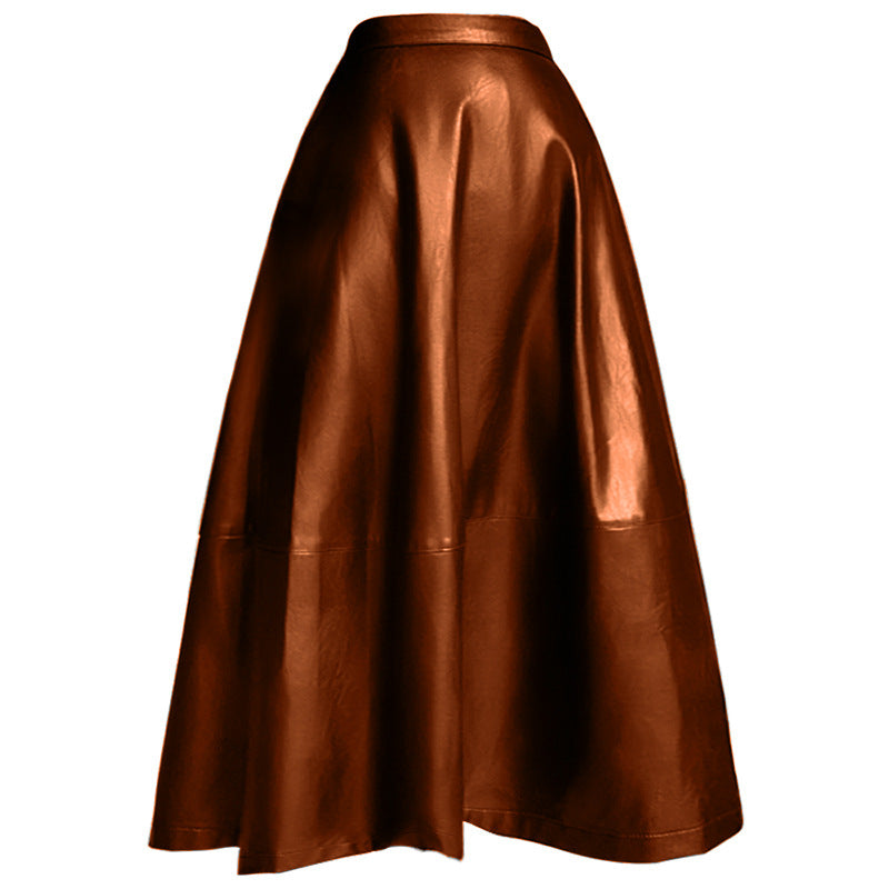 PU leather women's umbrella skirt