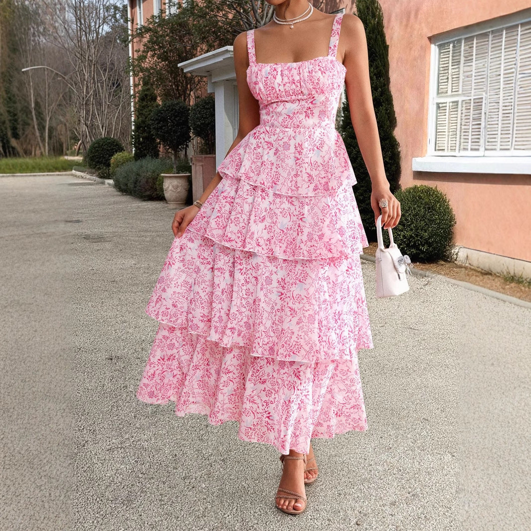 Eleanna floral suspender cake dress dress
