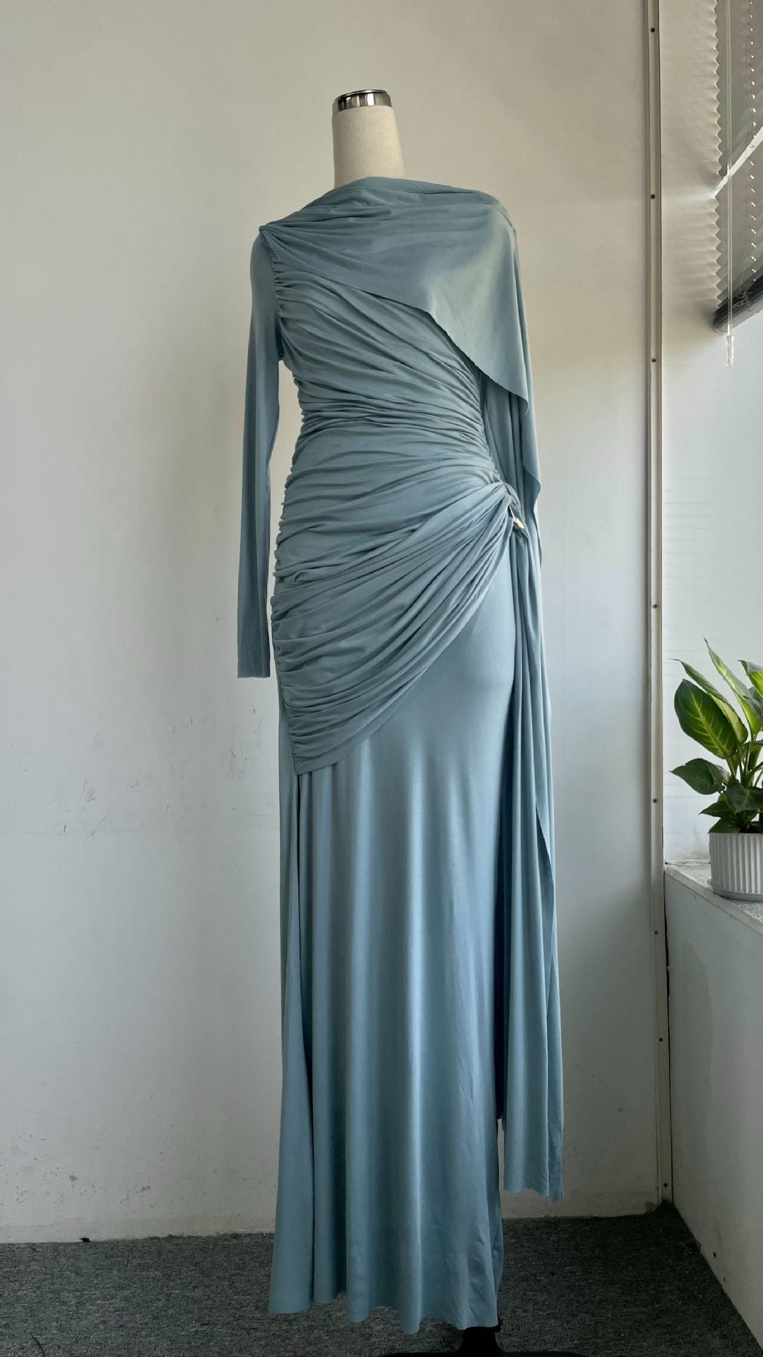 Nelza Pleated Asymmetrical Fit Dress