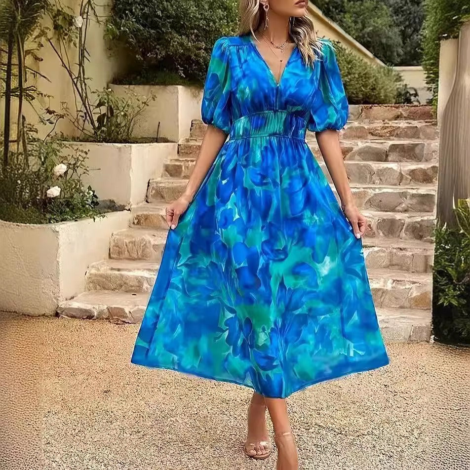 Petta Waist Fashion Printed Women's Dress