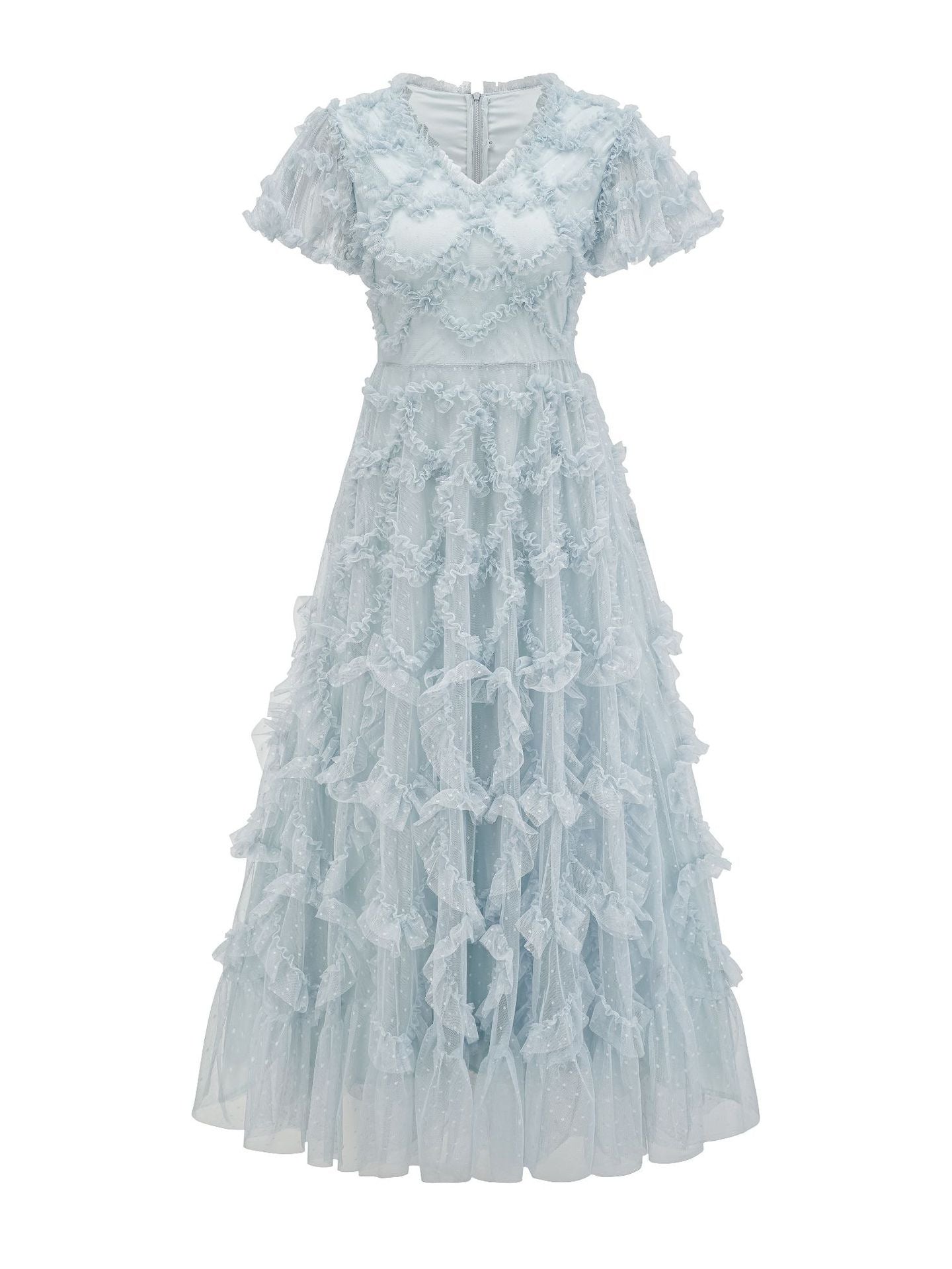 Cyrelle French Lace Slimming V-neck Dress