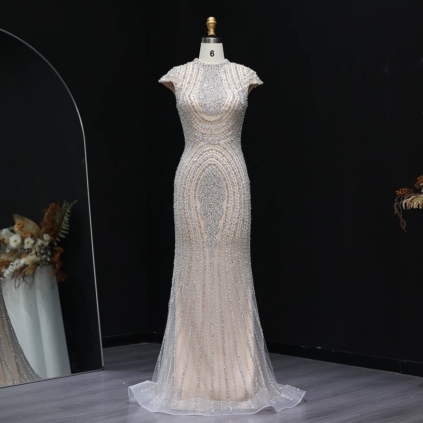 Silver/Gold Nude Evening Dress
