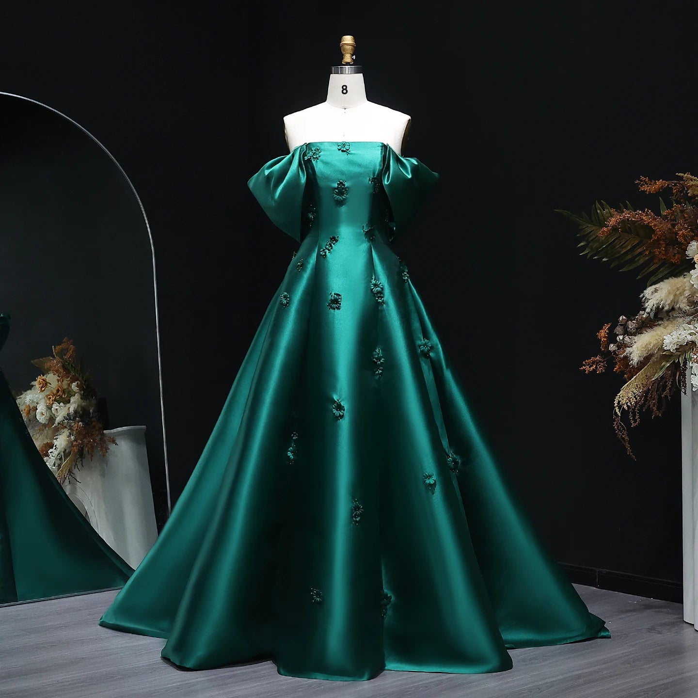 Aria Arabic Red Off Shoulder A-Line Evening Dress
