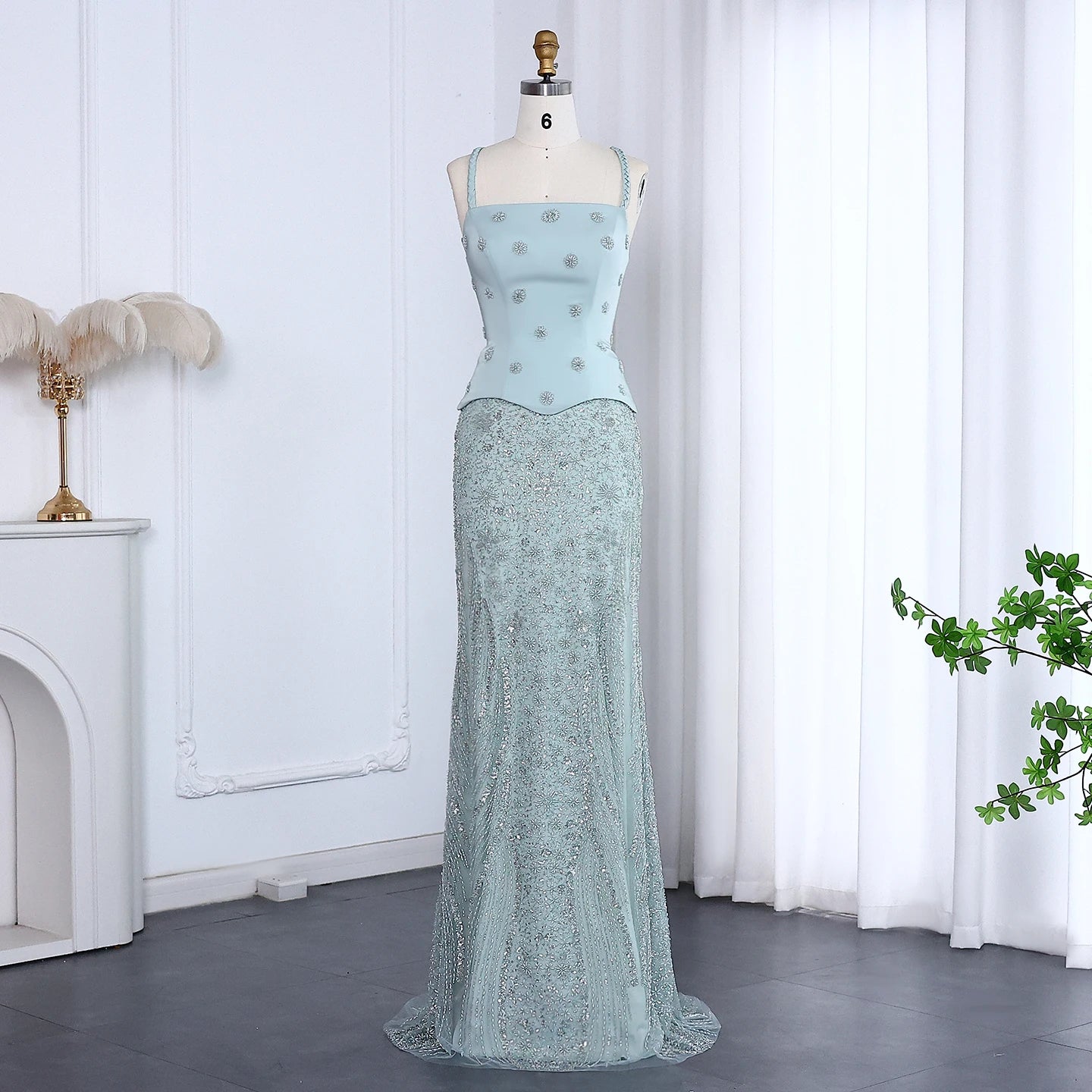 Two Pieces Evening Dress with Strap