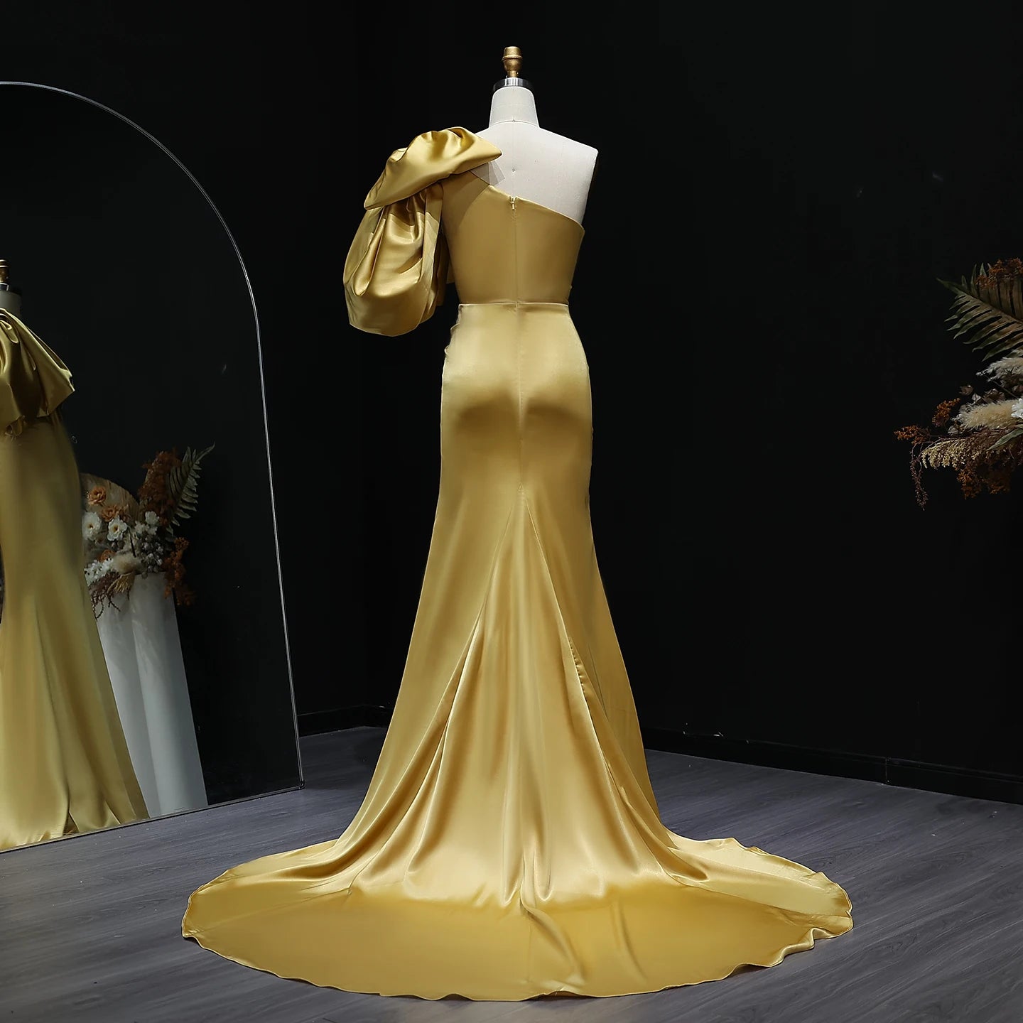 Georgina Bow Gold Mermaid Evening Dress