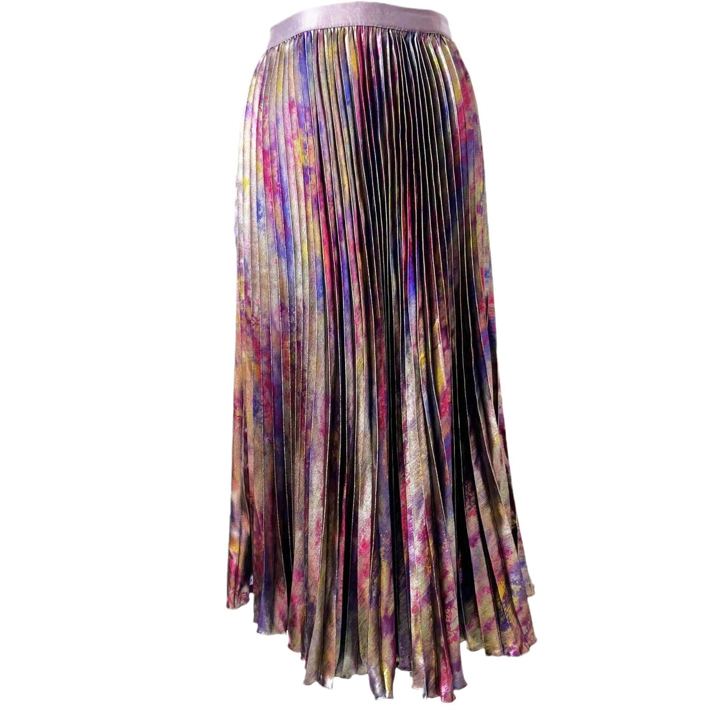Streamer Metallic Light Luxury Elastic Waist Pleated Skirt