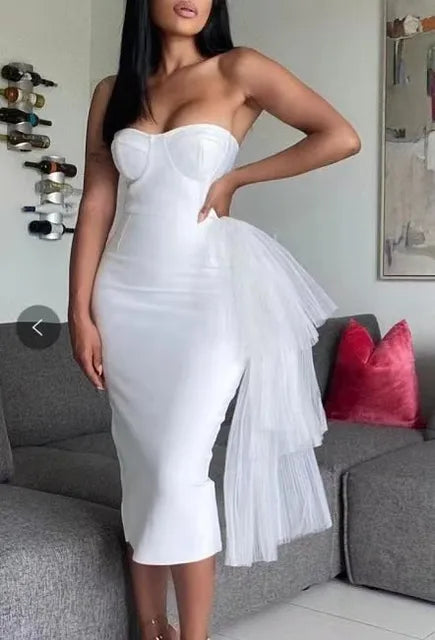 Bea Bandage dress new high waisted dinner dress strapless mesh dress