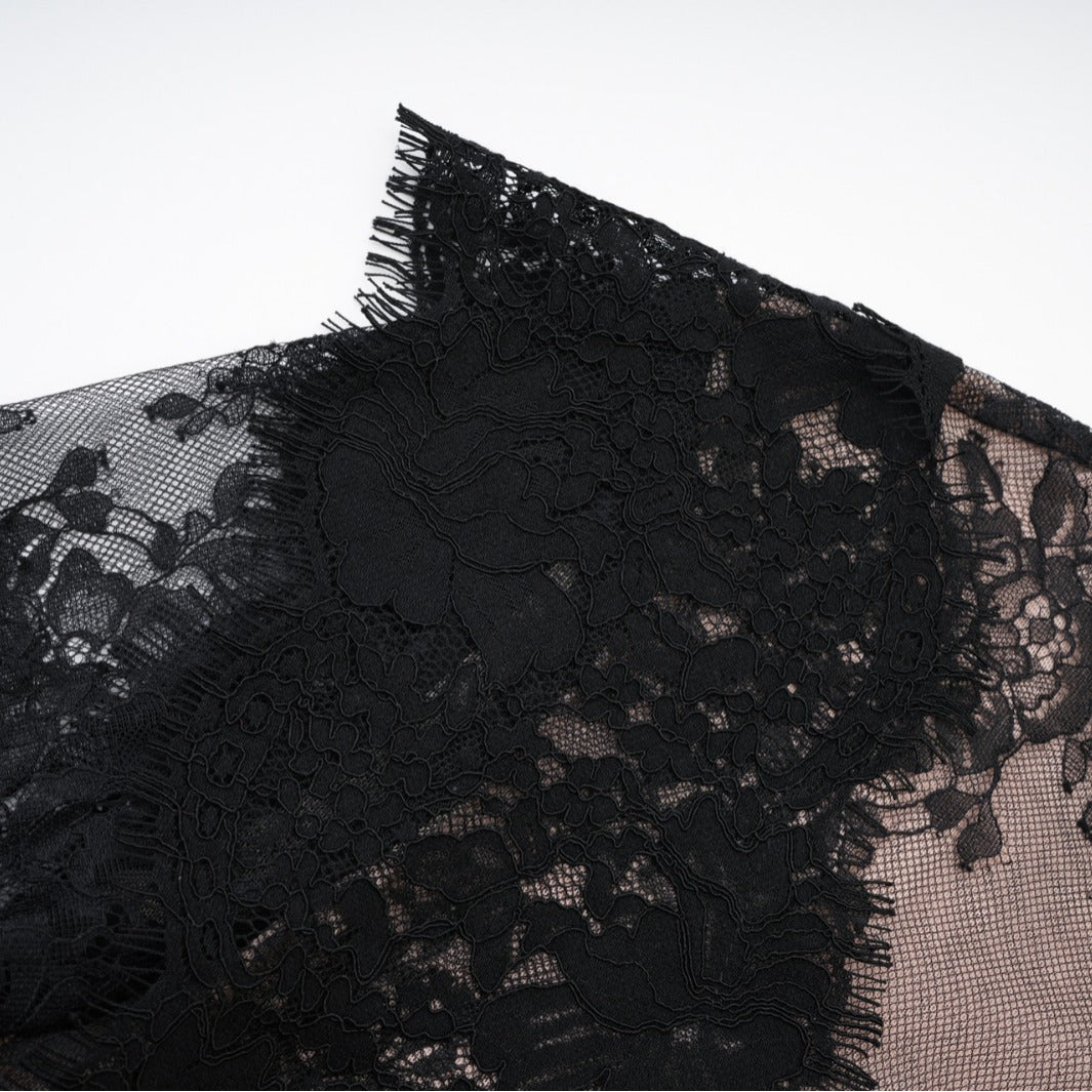 Black Lace Spliced Dress