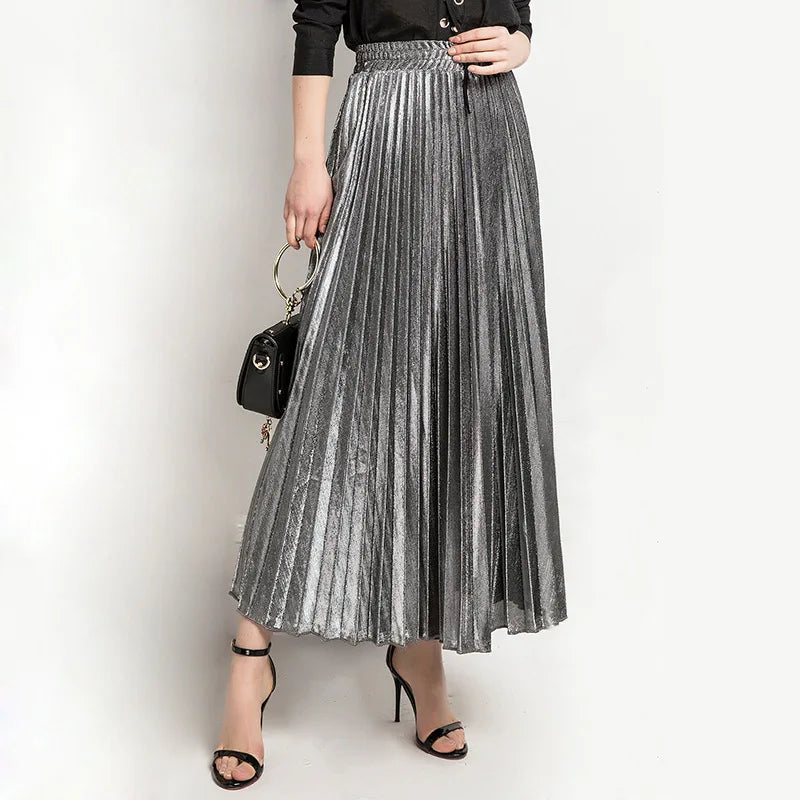 High waist A-line pleated Skirt