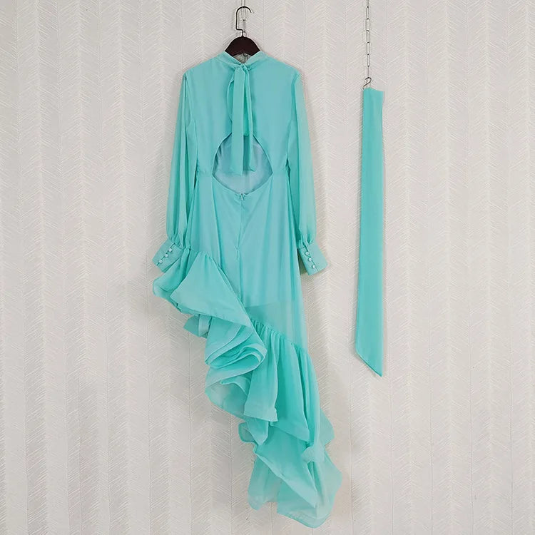 Angie High Waist Long Sleeve Elegant Dress