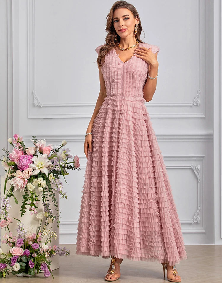 cascading ruffle lace dress Indie Cascading Ruffle Sleeveless Dress – VanillaStyle