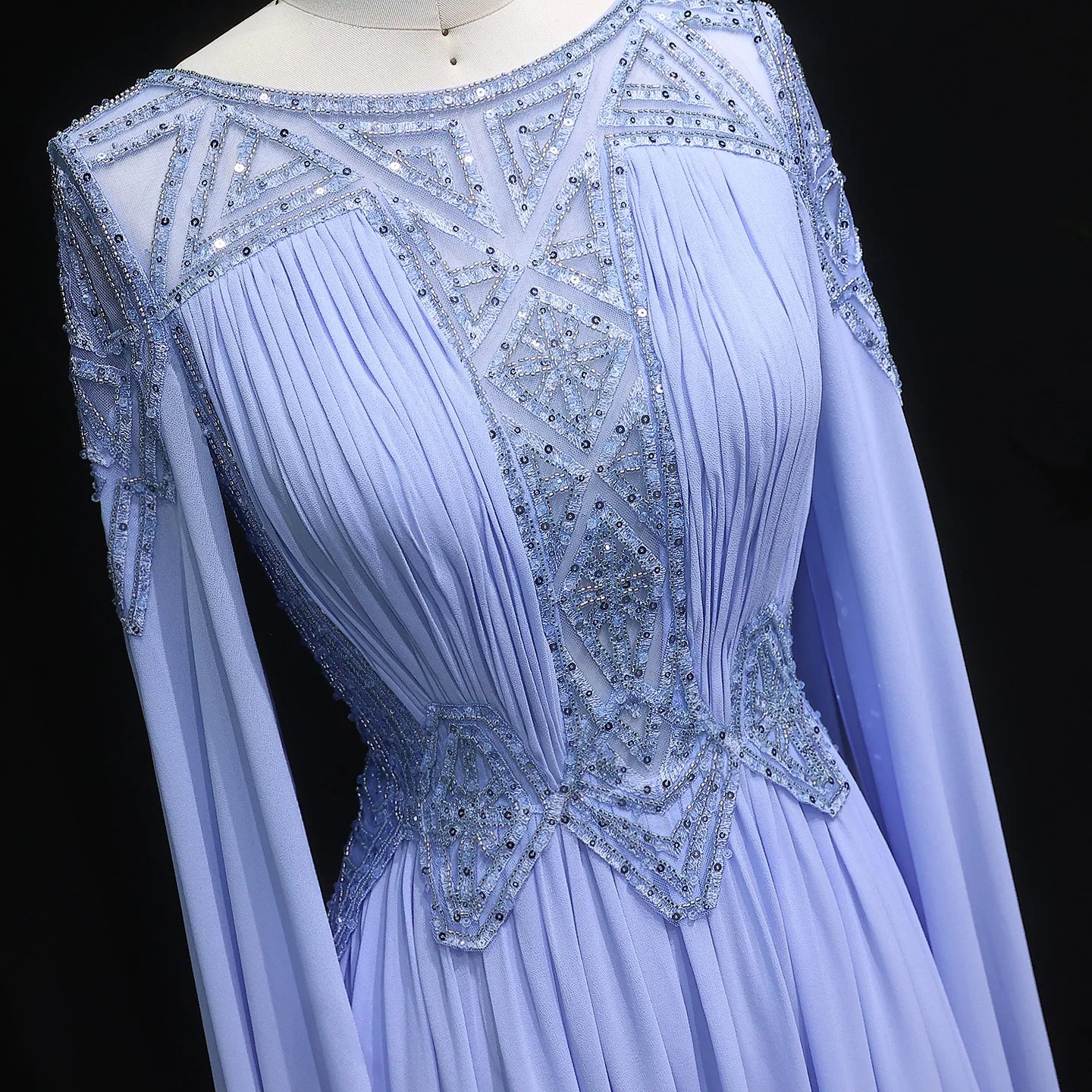 Lei Dubai Luxury Lilac Evening Dress With Cape Sleeves