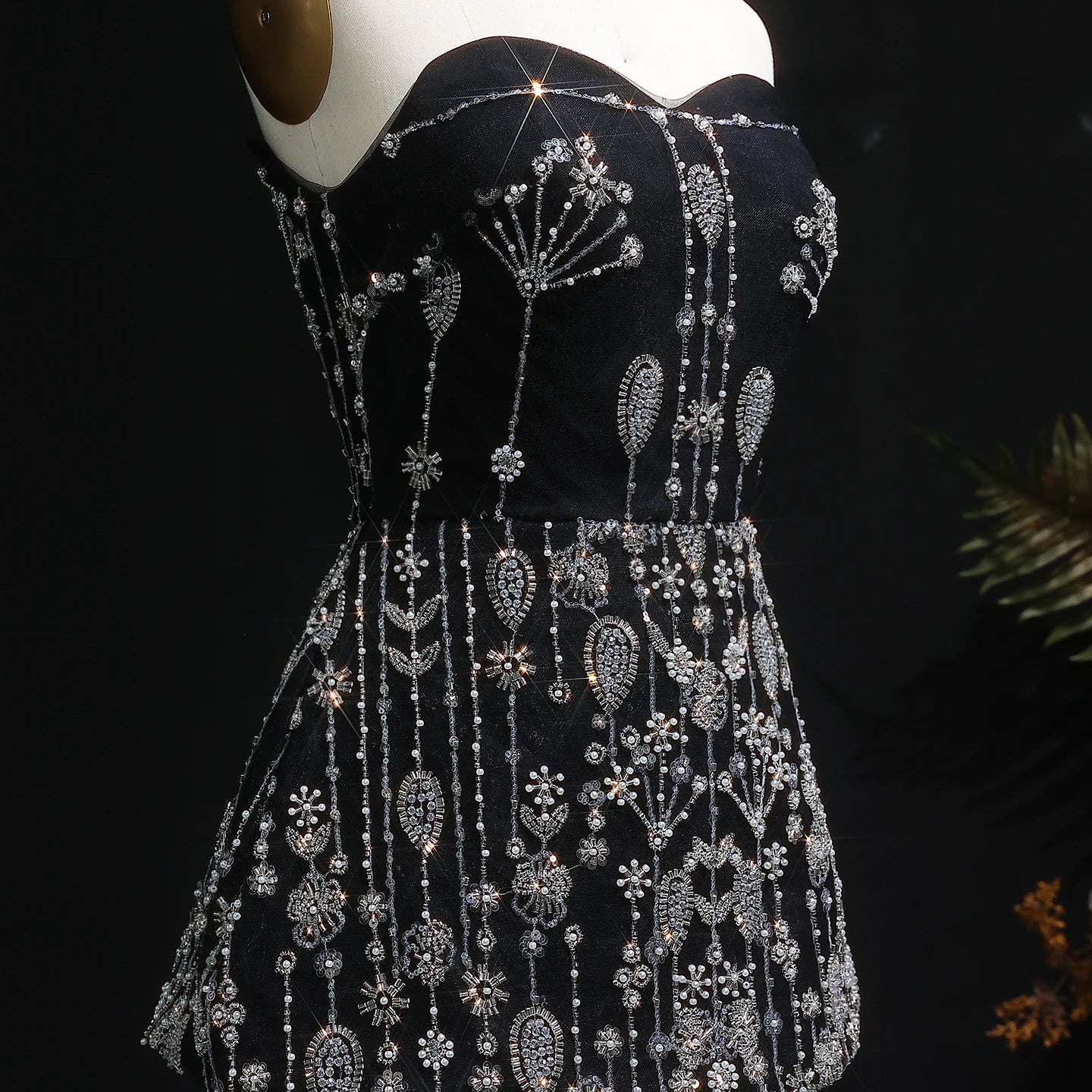 Luanne Elegant Beaded Black 2 Pieces Sweetheart Evening Gown