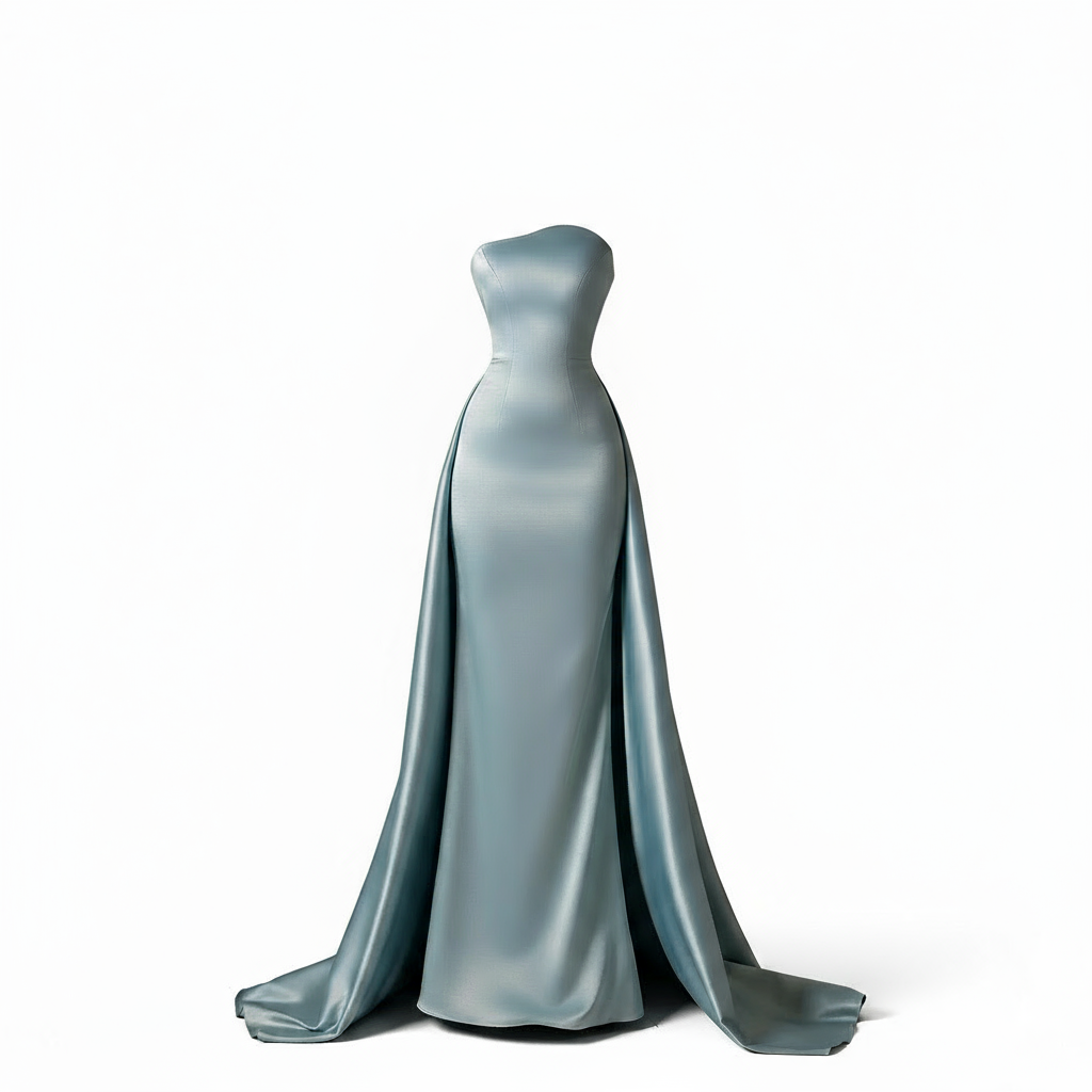 Lynneth Blue Strapless Dubai Evening Dress