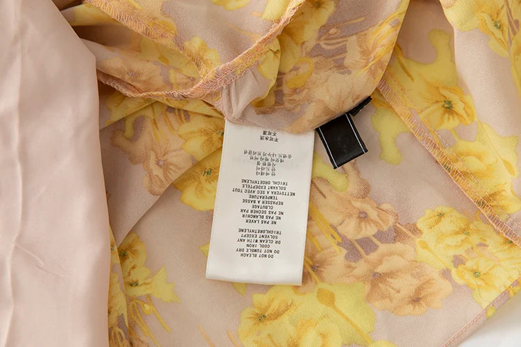 Lylah Vintage Floral Print Midi Dress Women V Neck Beading Elastic Waist Irregular Ruffles Hem Dress