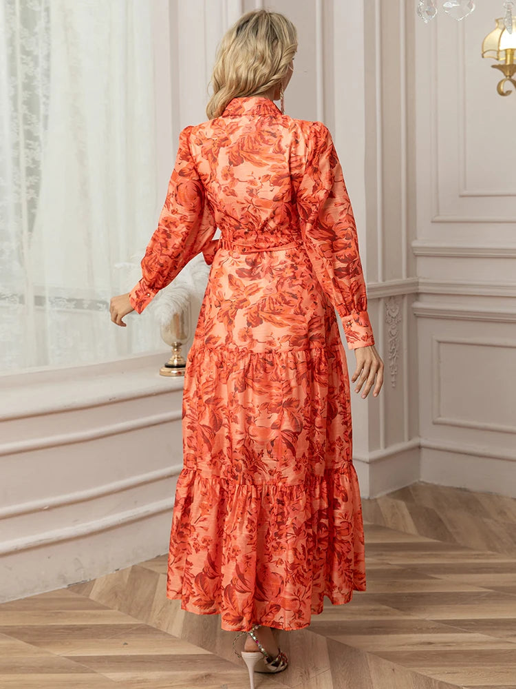 Louis Print Long Sleeve Dress