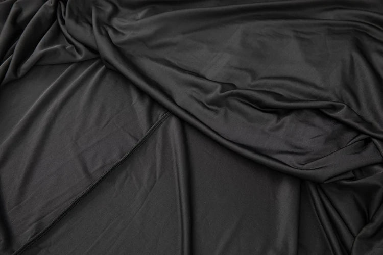 Blaire V-Neck Jacquard Lantern Sleeve Black Dress