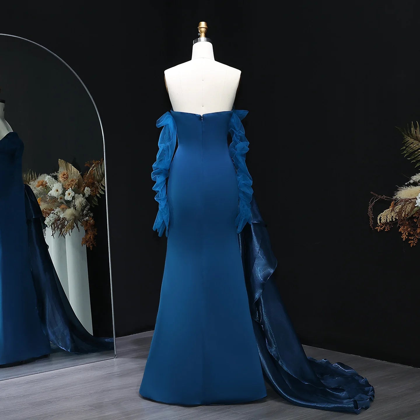 Ando Navy Blue Strapless Dubai Evening Dress