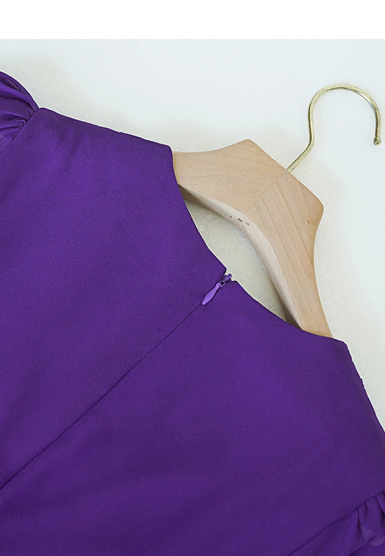 Stacy V Neck Long Sleeve Pleated High Waist Slim Long Dress