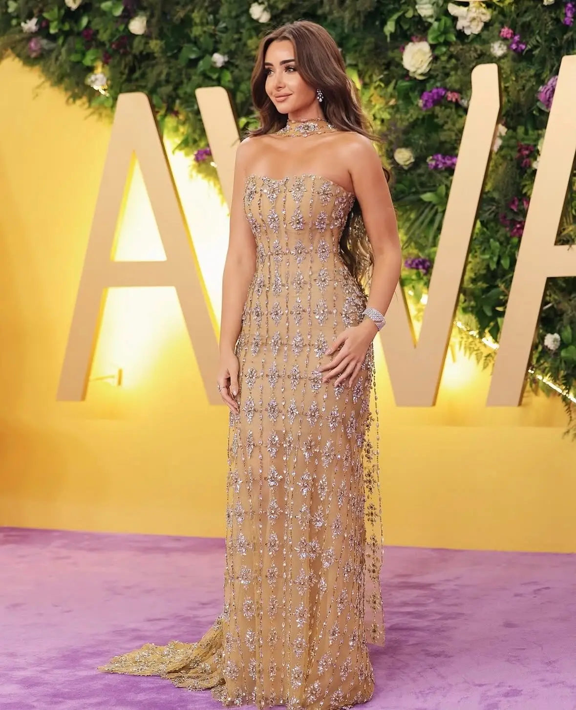 Beaded Nude Evening Dress