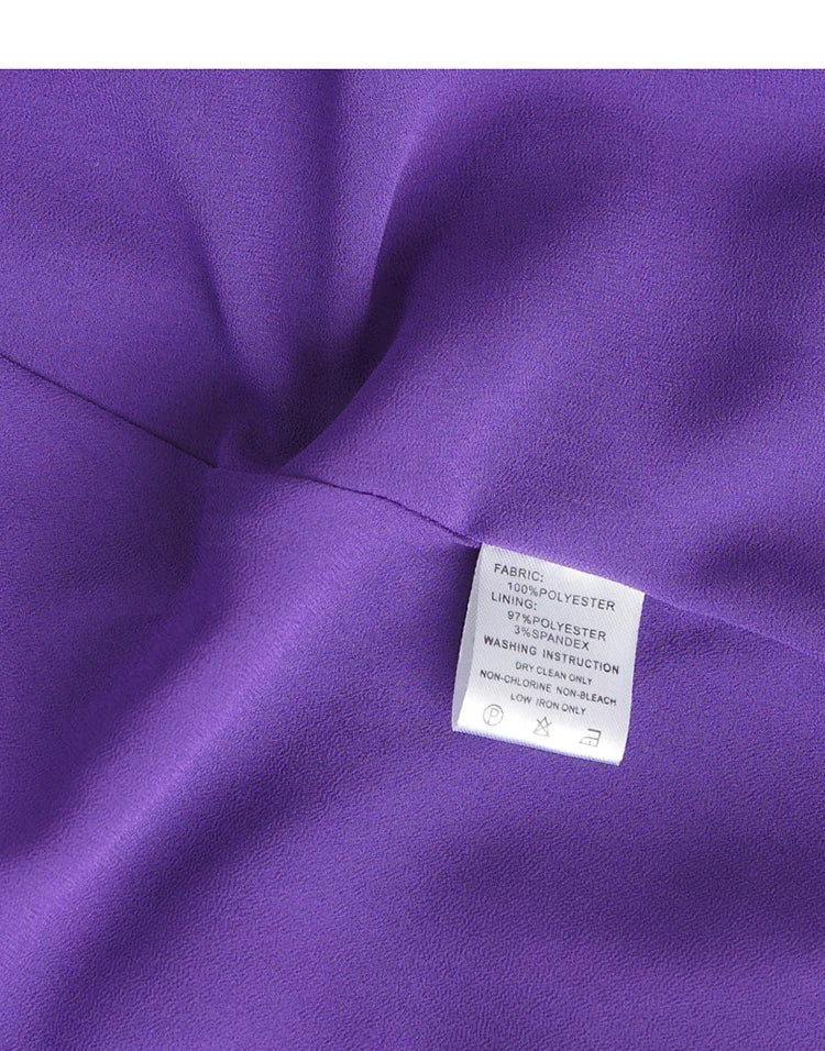 Asher Purple Elastic Waist Slim Pleated Long Dress