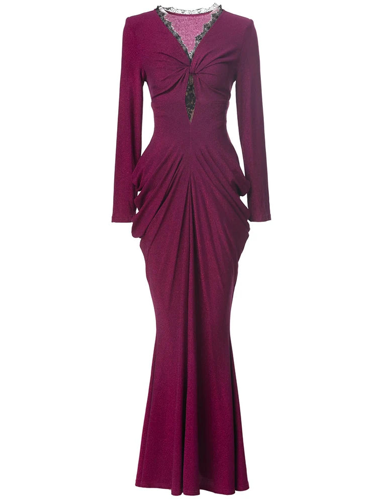 Skyler V-Neck Long Sleeve Mermaid Dress