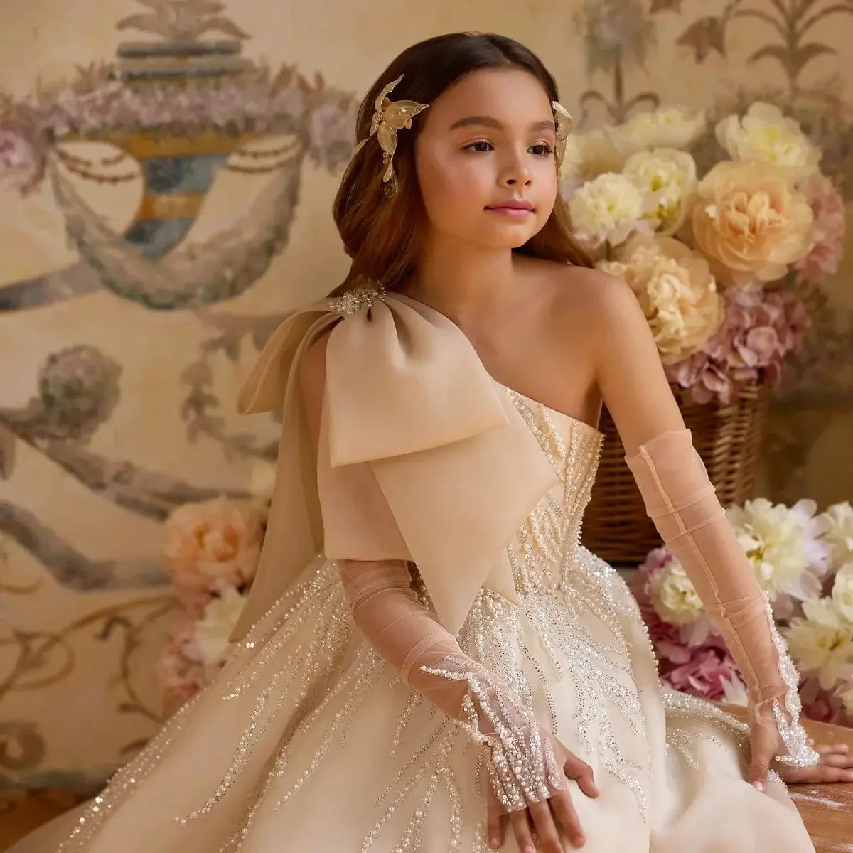 Princess One Shoulder Flower Girl's Dress