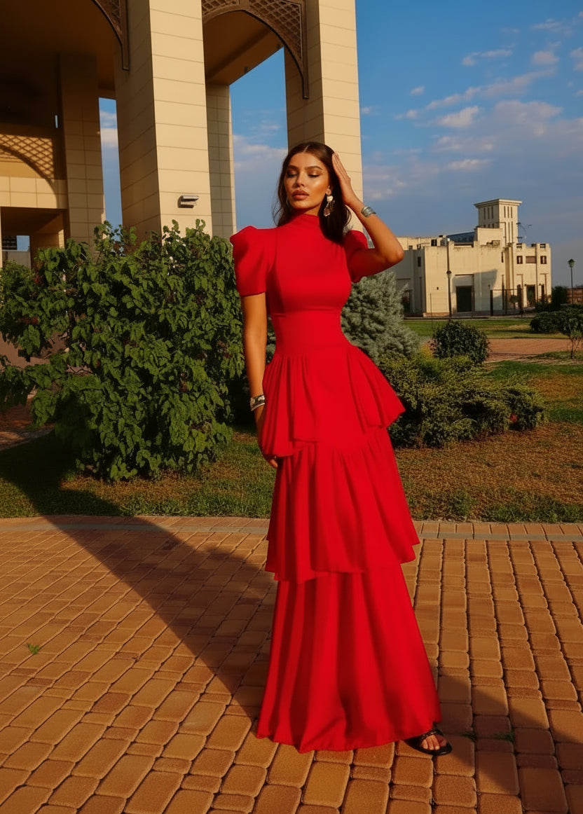 Kylie Chiffon Tulle Pleat Evening Dress Customized Woman Party Dress Ankle Length Formal Gown