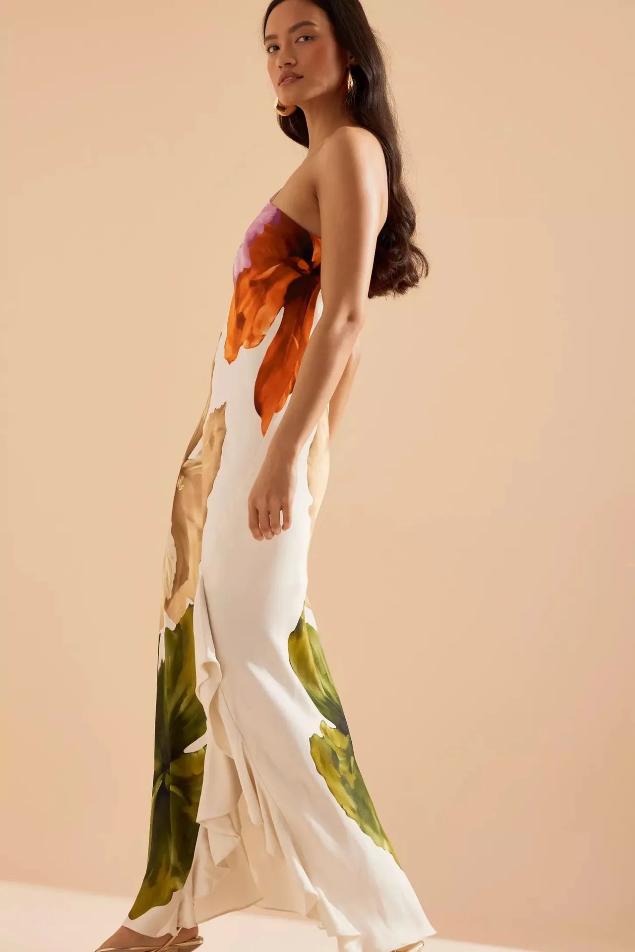 Kelly Women Printed Curling Edge Long Dresses
