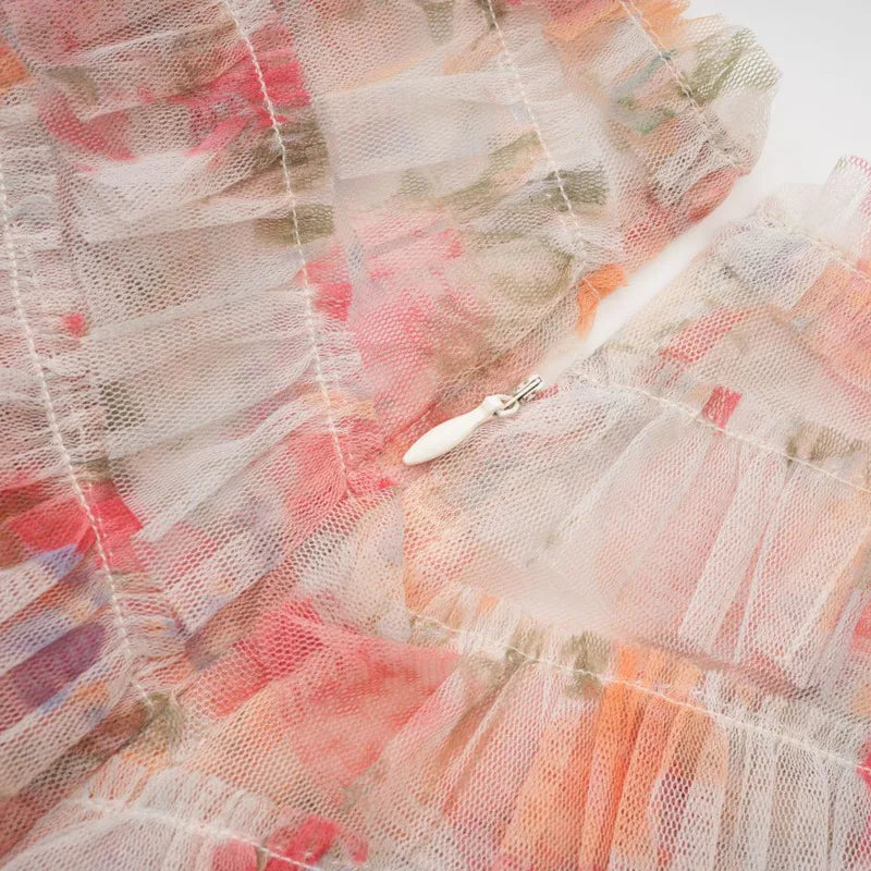 Athena Elegant Flower Print Embroidery Dress