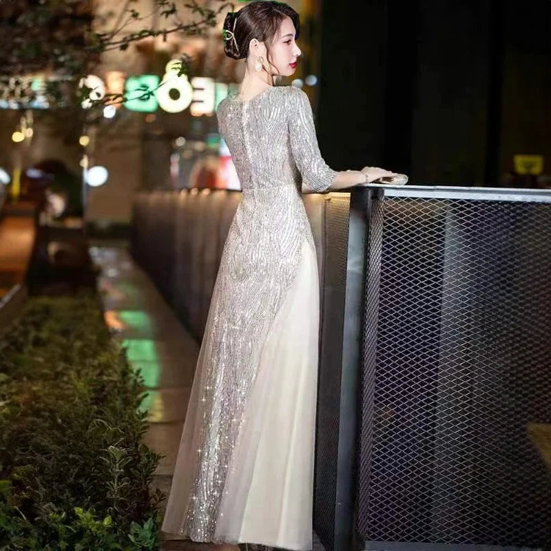 Jaya Evening Gown High-end Banquet Niche Light Luxury Host Steel Companion Conductor Choir Performance Costume Women's Long Dress