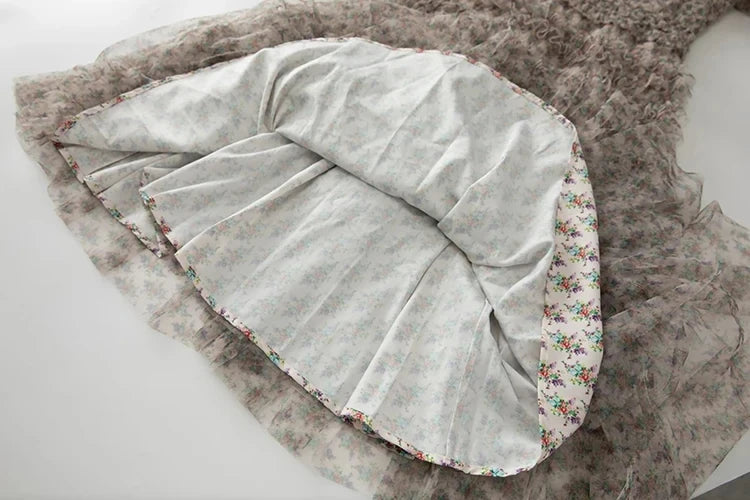 Kendra Short Sleeve Flowers Print Ruffles Vintage Backless Dress