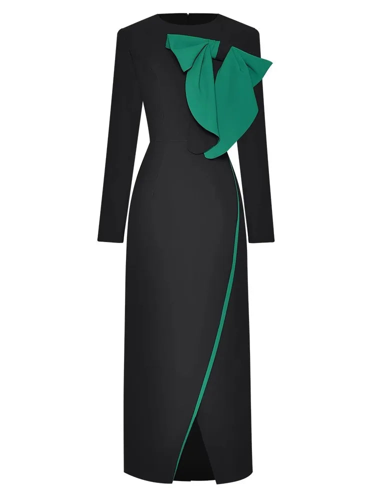 Selah Contrast Color Bow Pencil Dress