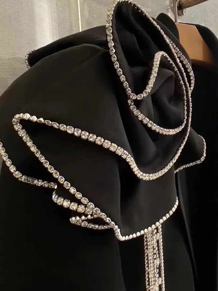 Stereoscopic Floral Diamond Spliced Chain Blazer Coat