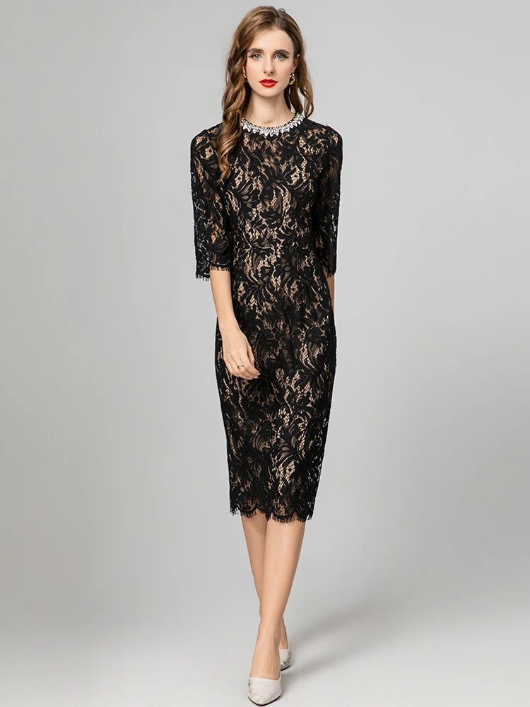 Sarie Vintage Hollow Out Lace Dress