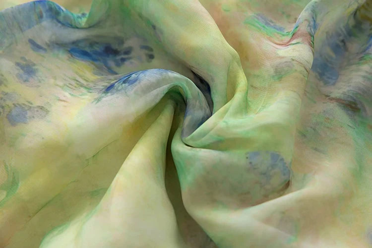 Estrella Square Collar Lantern Sleeve Lace-up Print Maxi Dress