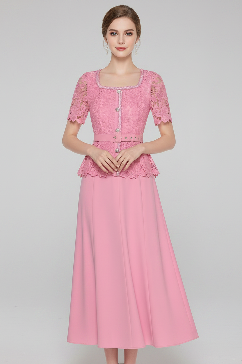 Ira Crystal Button Office Lady Dress