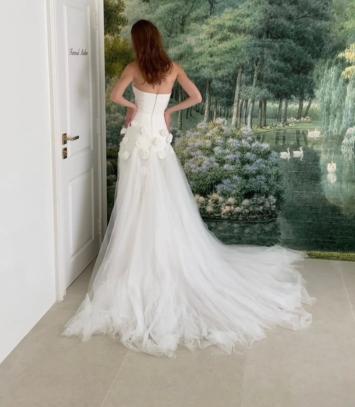 Chic Pink 3D Flowers Mermaid Evening Dress with Side Slit