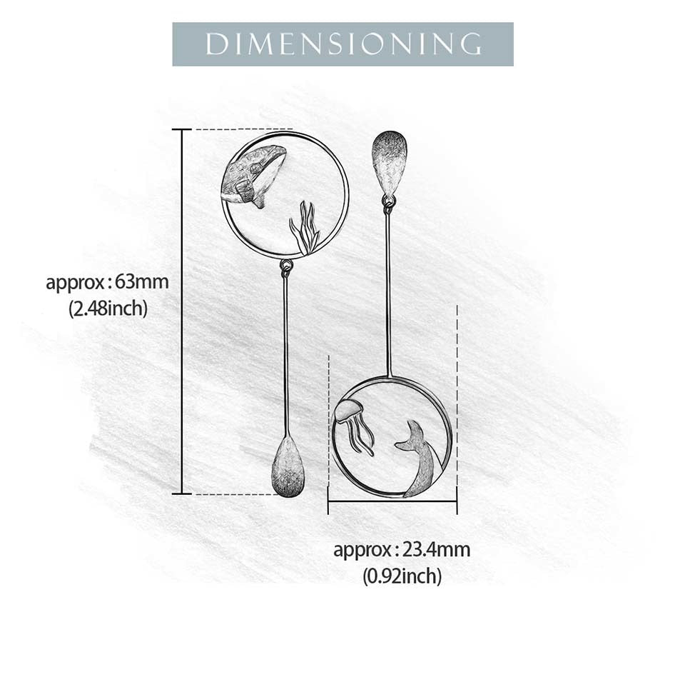 Agate Whale Long Drop Earrings