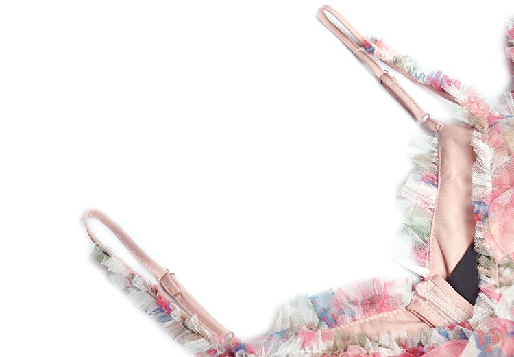 Lilian Mesh Spaghetti Strap Floral print Elegant Maxi Party Dress