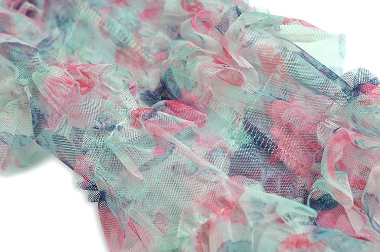 Eleonore Stand collar Long Sleeve Printing Ruffles Grace Casual Grey Midi Dress