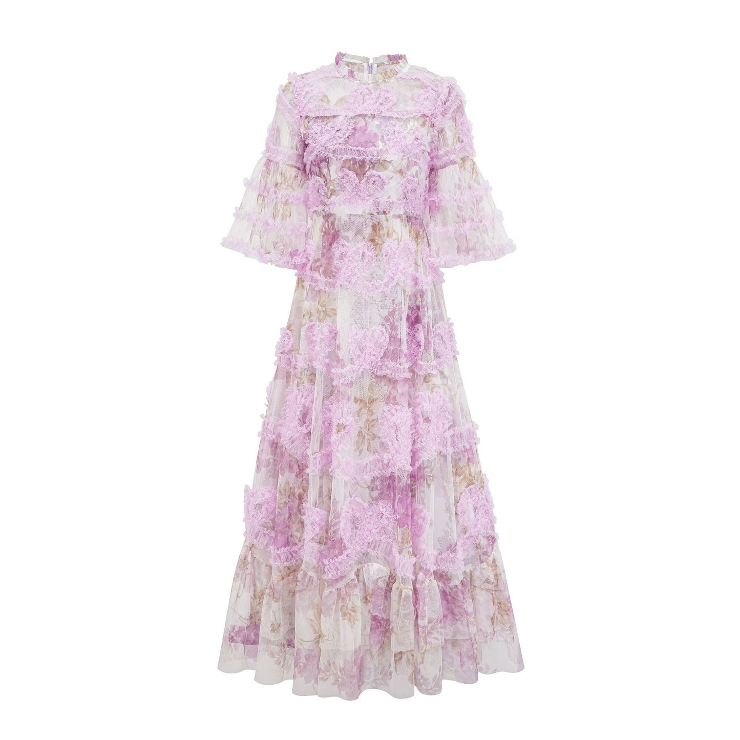 Weilla Sweet Simple Unique Round Neck Short Sleeve Long Dress