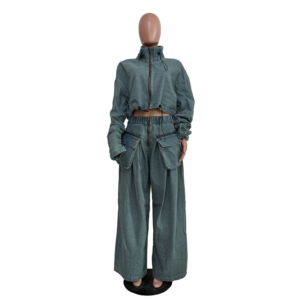 Adele Loose Casual Denim Two Piece Set