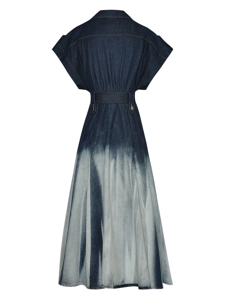 Brianna  Spliced Gradient High Waist Denim Dress