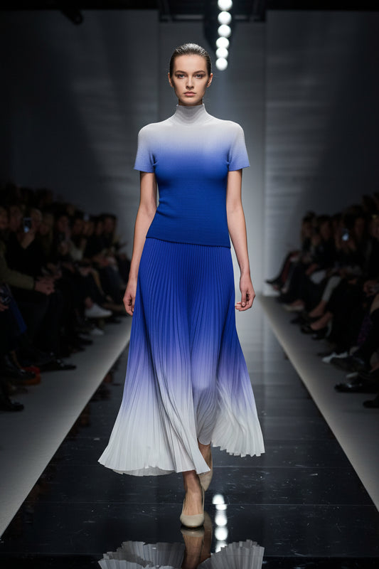 Amanda Pleated Temperament One Size Gradient All-Match Top Skirt