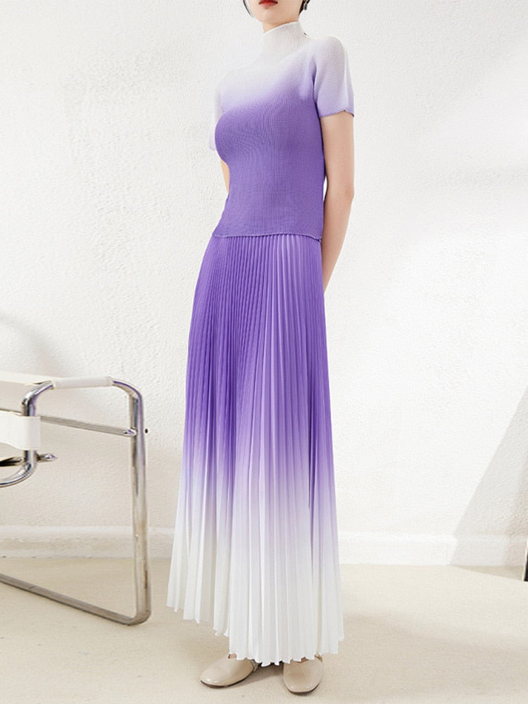 Amanda Pleated Temperament One Size Gradient All-Match Top Skirt