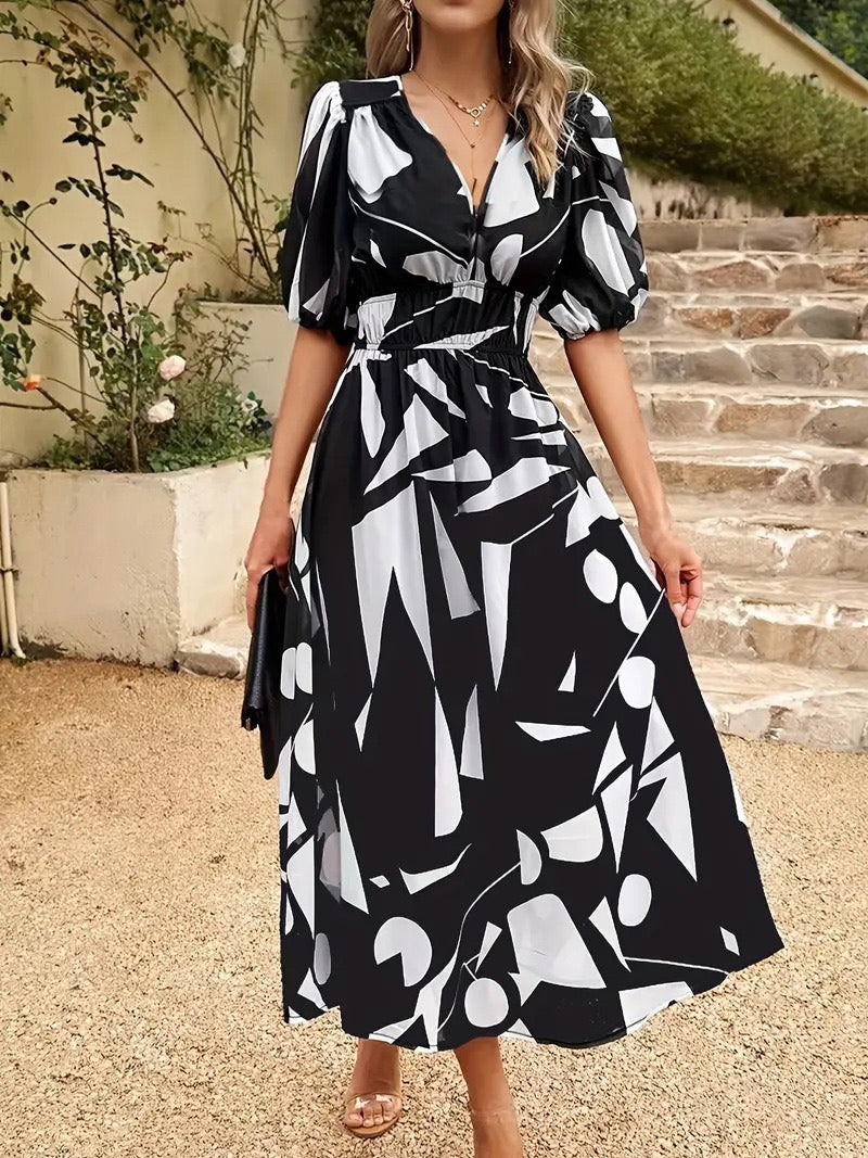 Petta Waist Fashion Printed Women's Dress